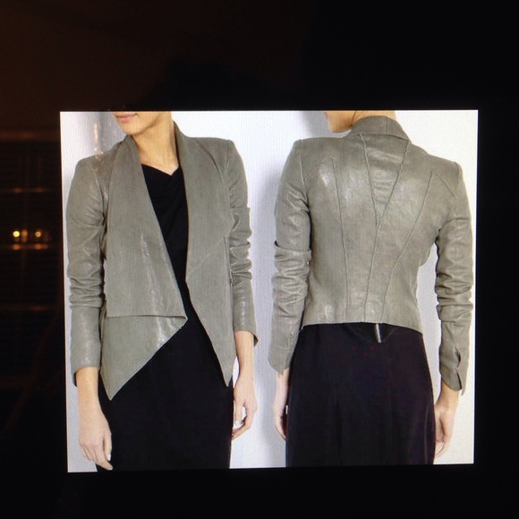 Helmut Lang Leather Moto Jacket Army Green Coat Jacket w/hook  S - Picture 1 of 9